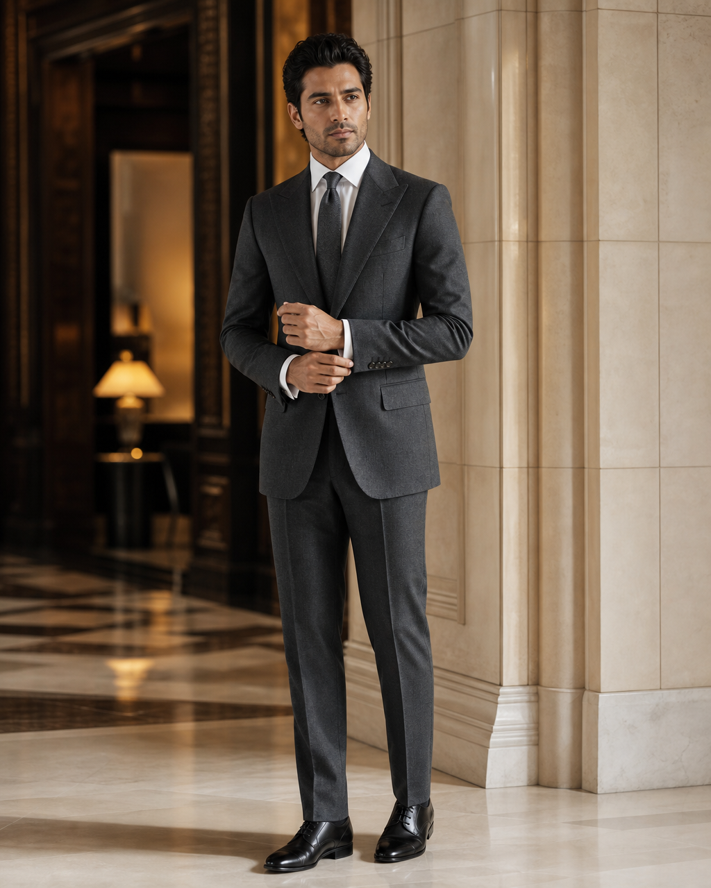 Charcoal Gray Flannel Winter Suit - Custom Made to Measure front view
