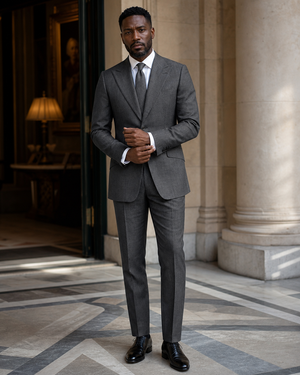 Charcoal Gray Linen Summer Suit — Custom Made to Measure — 1