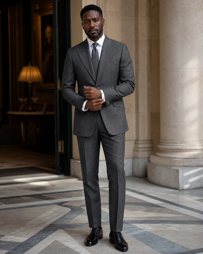 Charcoal Gray Linen Summer Suit - Custom Made to Measure front view