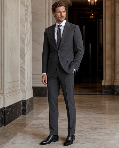 Charcoal Gray Seersucker Beach Wedding Suit - Custom Made to Measure side back view