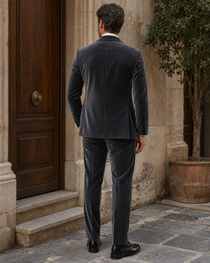 Charcoal Gray Velvet Shawl Lapel Suit — Custom Made to Measure — 2