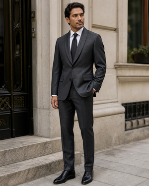 Charcoal Gray Wool Shawl Lapel Suit — Custom Made to Measure — 3