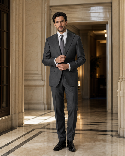 Charcoal Grey Cashmere Blend Winter Suit - Custom Made to Measure front view