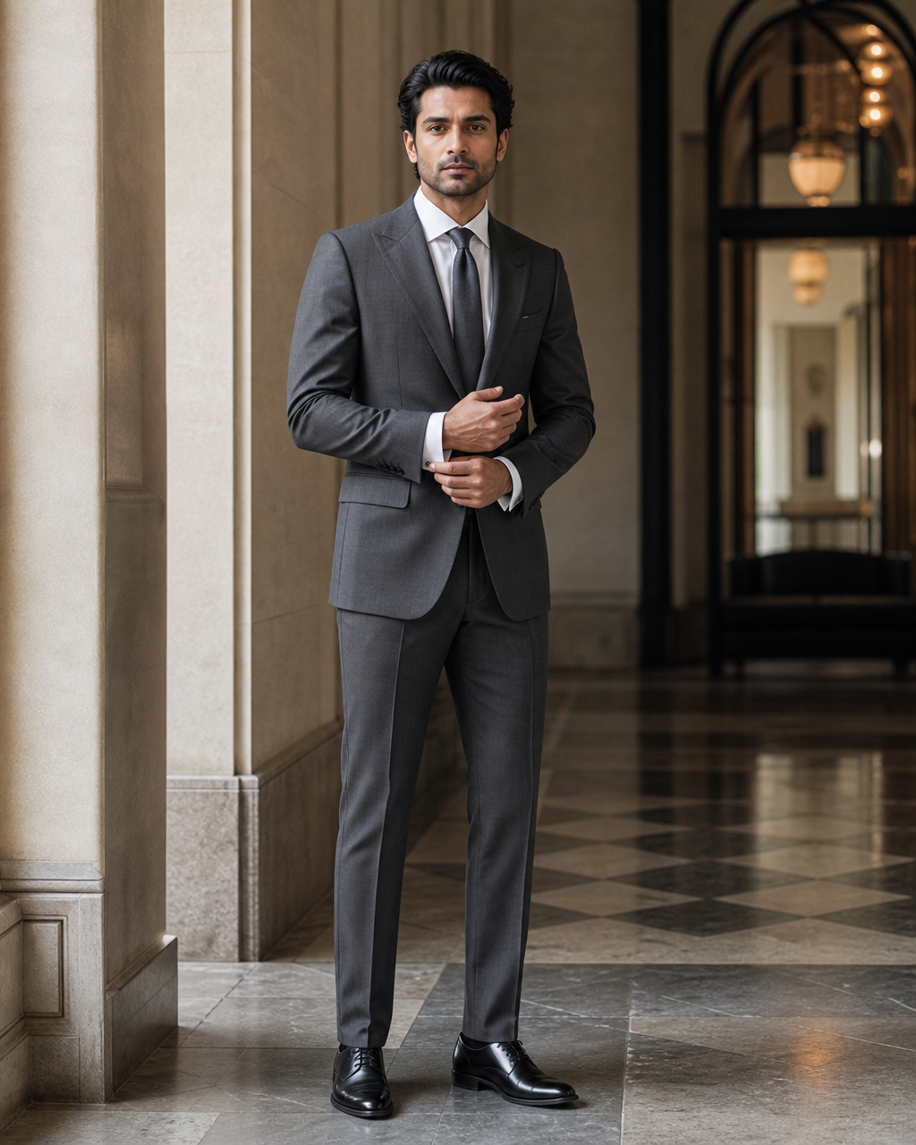 Charcoal Grey Cotton Beach Wedding Suit - Custom Made to Measure front view