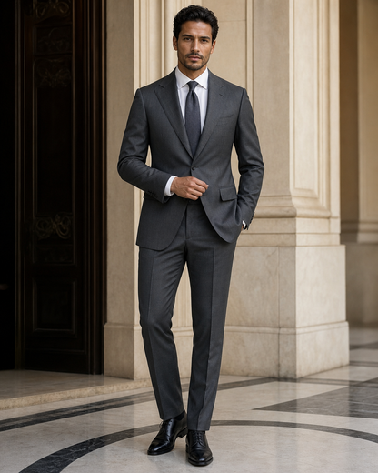 Charcoal Grey Cotton Summer Suit - Custom Made to Measure front view