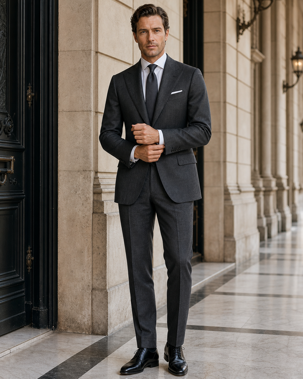 Charcoal Grey Linen Summer Suit - Custom Made to Measure front view