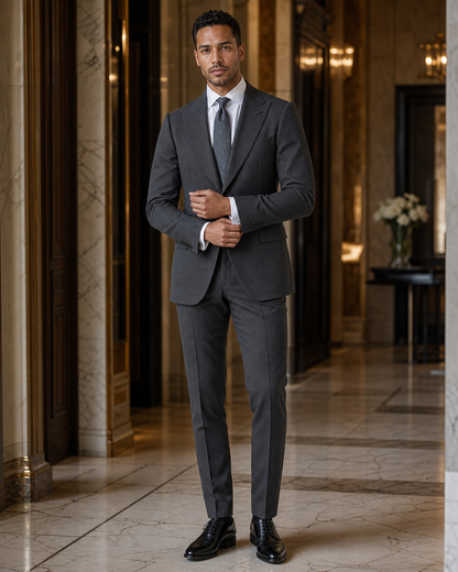 Charcoal Grey Seersucker Beach Wedding Suit - Custom Made to Measure front view