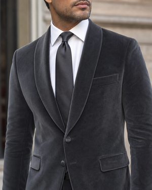 Charcoal Grey Velvet Shawl Lapel Suit — Custom Made to Measure — 4