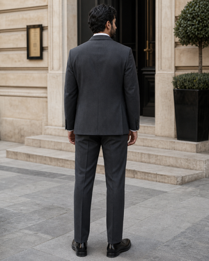 Charcoal Grey Wool Shawl Lapel Suit — Custom Made to Measure — 2