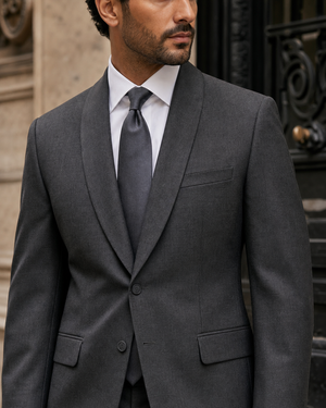 Charcoal Grey Wool Shawl Lapel Suit — Custom Made to Measure — 4