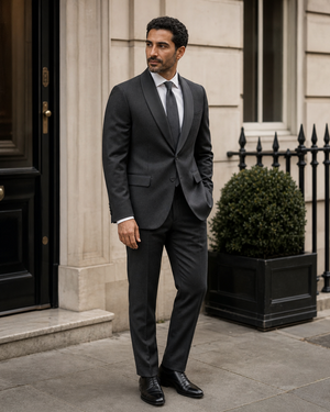 Charcoal Grey Wool Shawl Lapel Suit — Custom Made to Measure — 3