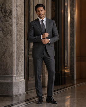 Charcoal Herringbone Winter Suit — Custom Made to Measure — 1