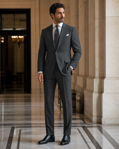 Charcoal Linen Beach Wedding Suit - Custom Made to Measure side back view