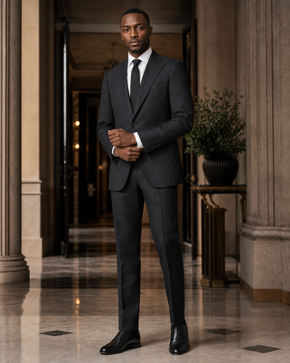 Charcoal Linen Outdoor Wedding Suit - Custom Made to Measure front view