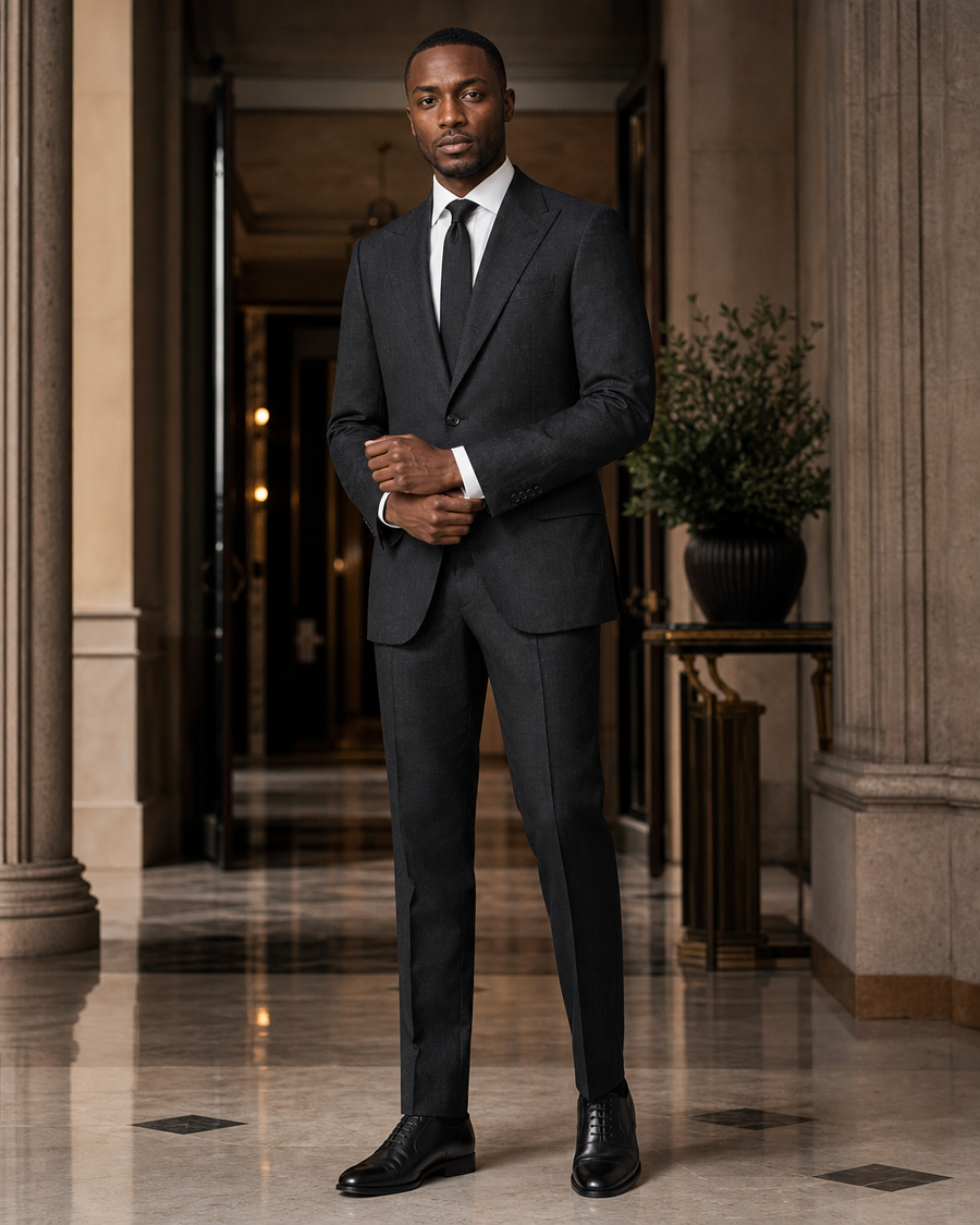 Charcoal Linen Outdoor Wedding Suit — Custom Made to Measure