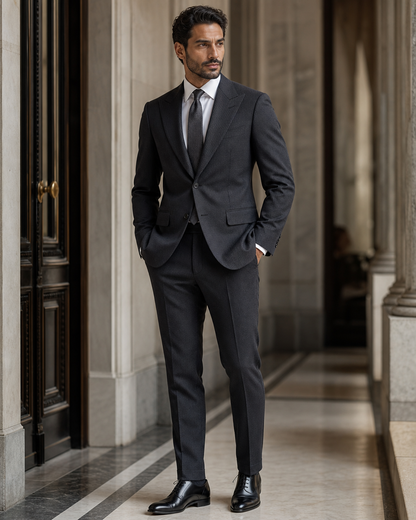 Charcoal Seersucker Beach Wedding Suit - Custom Made to Measure side back view