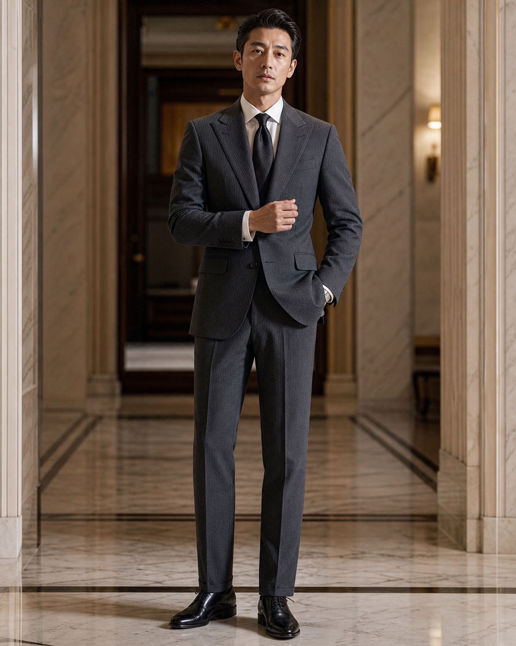 Charcoal Seersucker Summer Suit - Custom Made to Measure front view