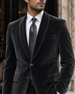 Charcoal Velvet Shawl Lapel Suit — Custom Made to Measure — 4