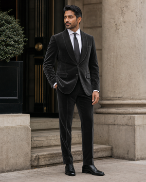 Charcoal Velvet Shawl Lapel Suit — Custom Made to Measure — 3