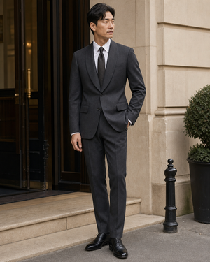 Charcoal Wool Shawl Lapel Suit — Custom Made to Measure — 3