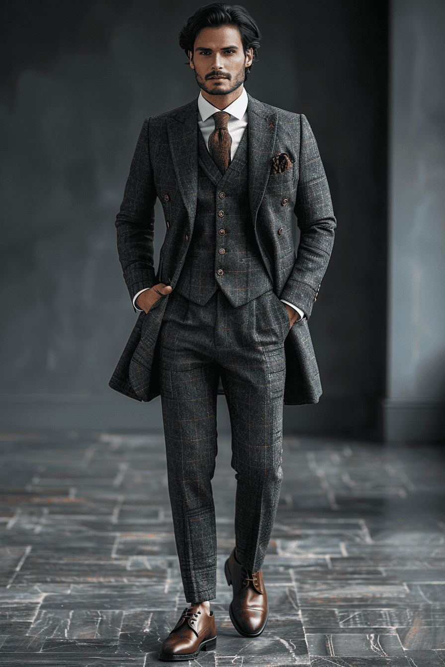 Charcoal Gray Silk Blend Cocktail Party Suit — Custom Made to Measure