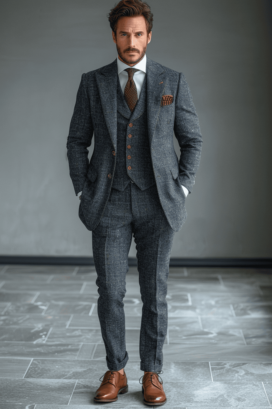 Charcoal Grey Silk Blend Cocktail Party Suit — Custom Made to Measure