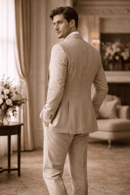 Clay Linen Groomsmen Suit — Custom Made to Measure