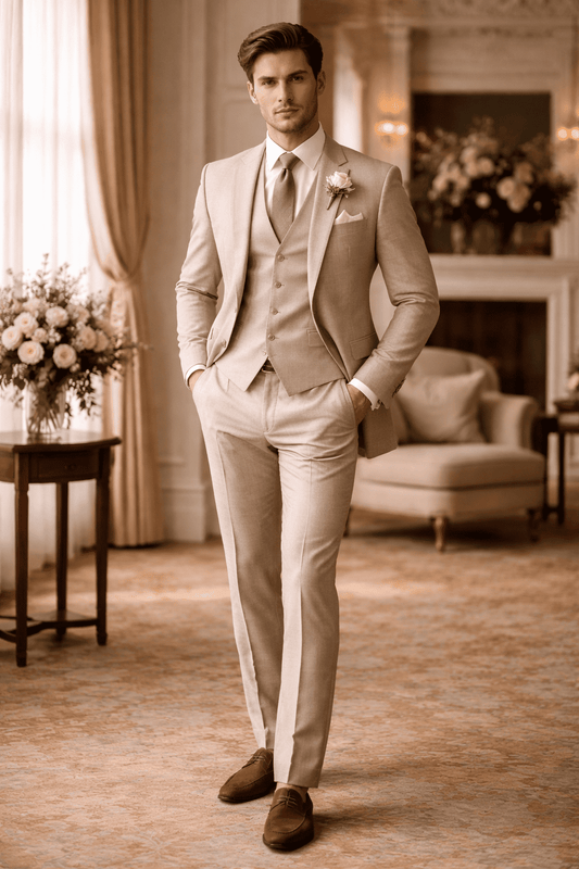 Clay Linen Groomsmen Suit — Custom Made to Measure