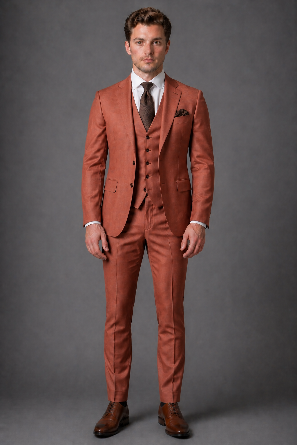 Clay Wool Slim Fit Suit — Custom Made to Measure