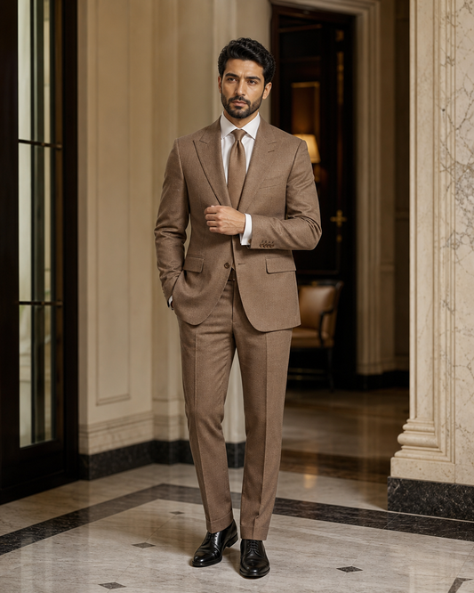 Clay Cashmere Blend Winter Suit - Custom Made to Measure front view