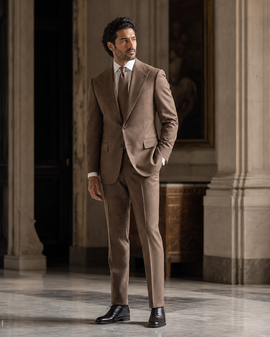 Clay Cashmere Blend Winter Suit - Custom Made to Measure side back view