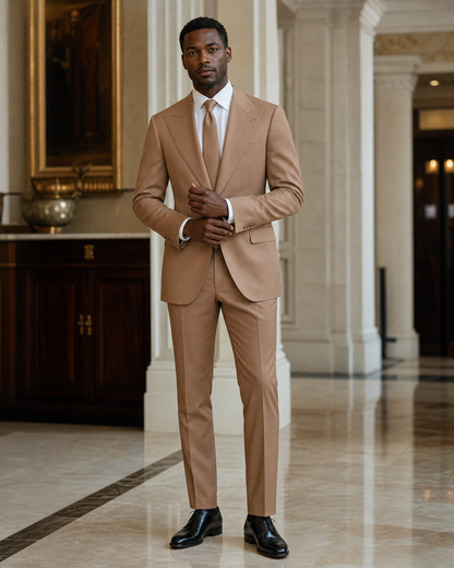 Clay Cotton Beach Wedding Suit - Custom Made to Measure front view
