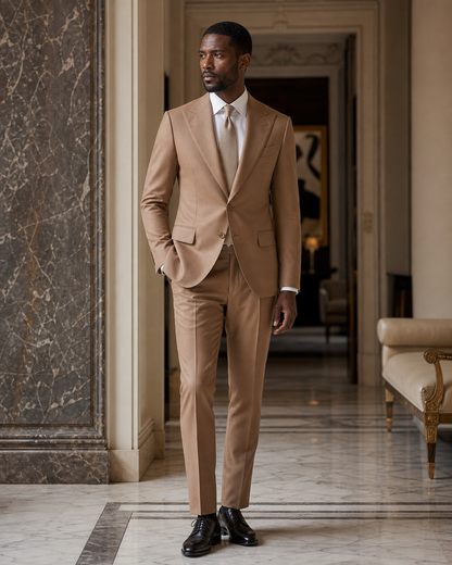 Clay Cotton Beach Wedding Suit - Custom Made to Measure side back view