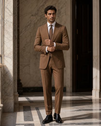 Clay Cotton Outdoor Wedding Suit - Custom Made to Measure front view