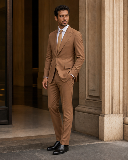 Clay Cotton Outdoor Wedding Suit - Custom Made to Measure side back view