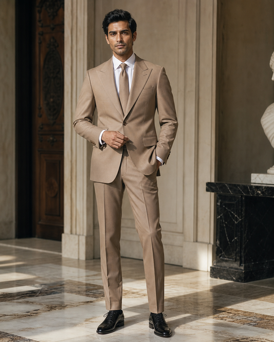 Clay Cotton Summer Suit - Custom Made to Measure front view