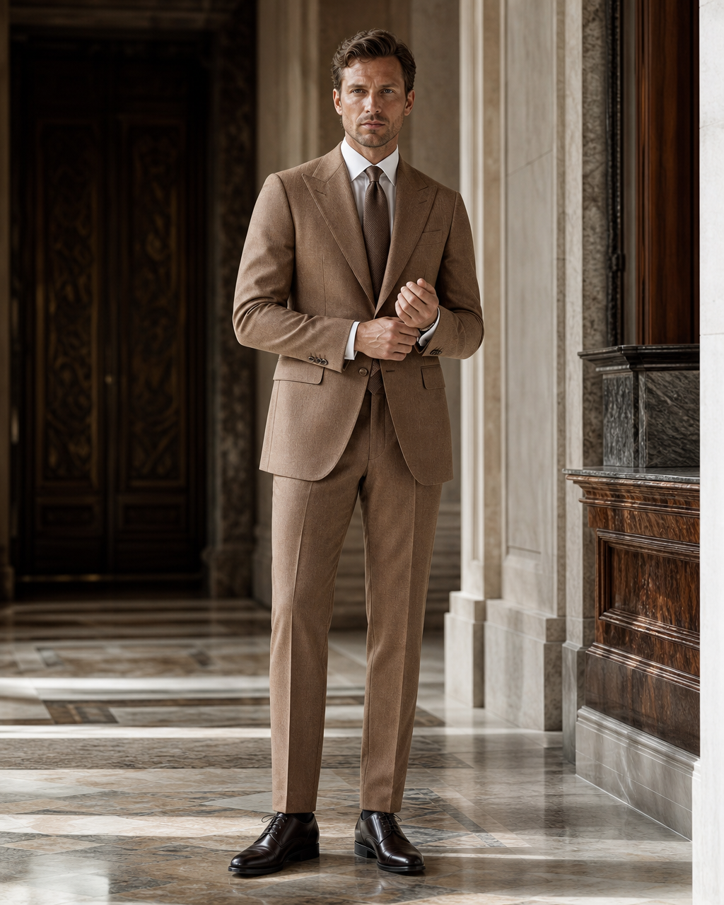 Clay Flannel Winter Suit - Custom Made to Measure front view