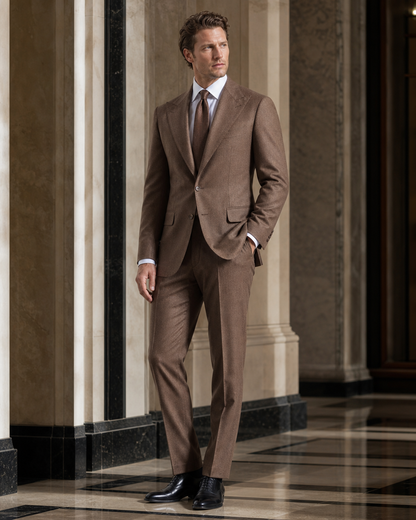 Clay Flannel Winter Suit - Custom Made to Measure side back view