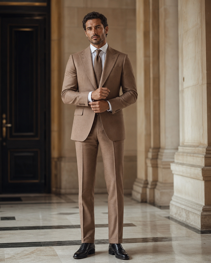 Clay Linen Summer Suit - Custom Made to Measure front view