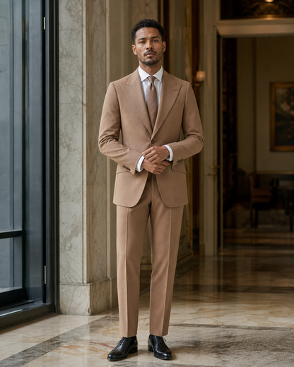 Clay Seersucker Beach Wedding Suit - Custom Made to Measure front view