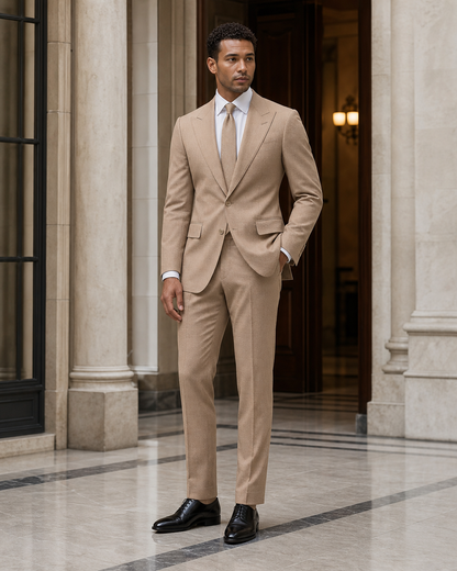 Clay Seersucker Beach Wedding Suit - Custom Made to Measure side back view