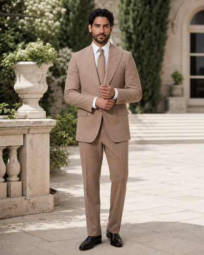 Clay Seersucker Outdoor Wedding Suit — Custom Made to Measure front view