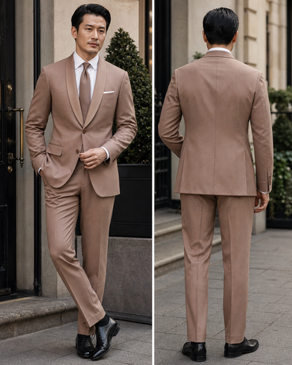 Clay Silk Blend Shawl Lapel Suit - Custom Made to Measure back view