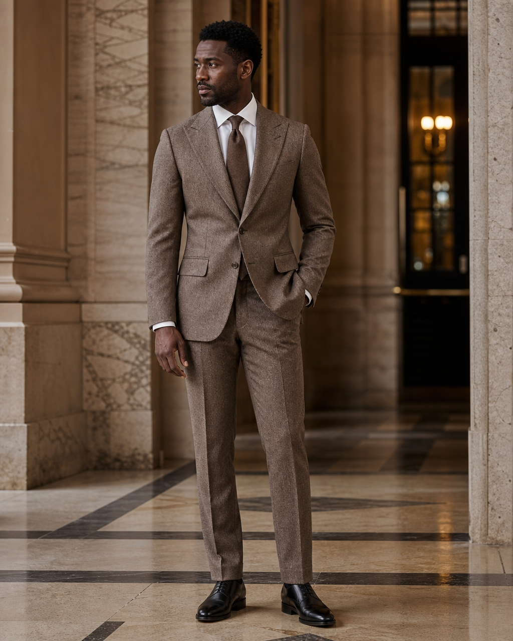 Clay Tweed Winter Suit - Custom Made to Measure side back view