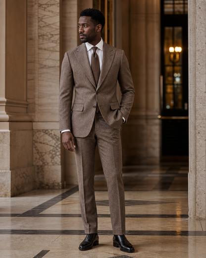 Clay Tweed Winter Suit - Custom Made to Measure side back view
