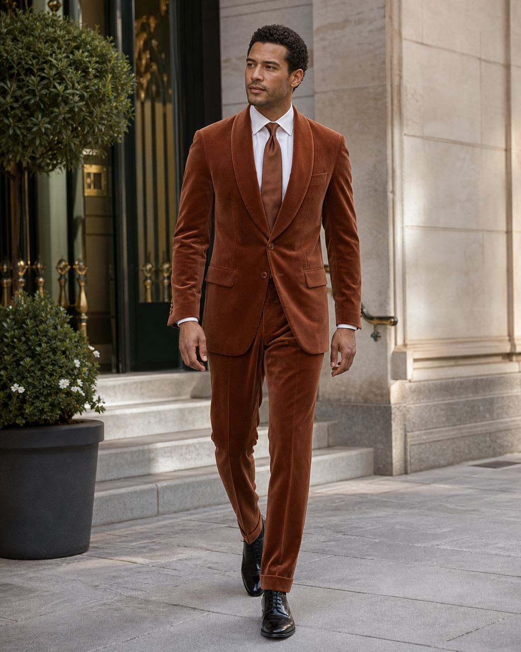 Clay Velvet Shawl Lapel Suit — Custom Made to Measure