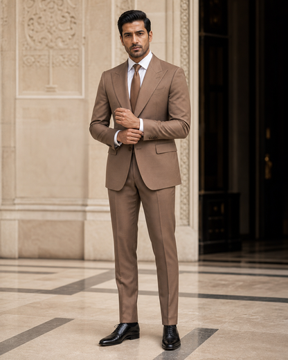 Clay Wool Outdoor Wedding Suit - Custom Made to Measure front view
