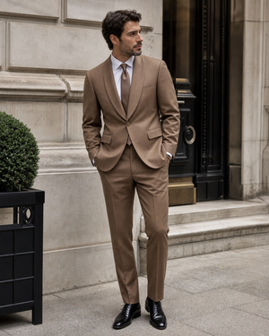 Clay Wool Shawl Lapel Suit — Custom Made to Measure — 3