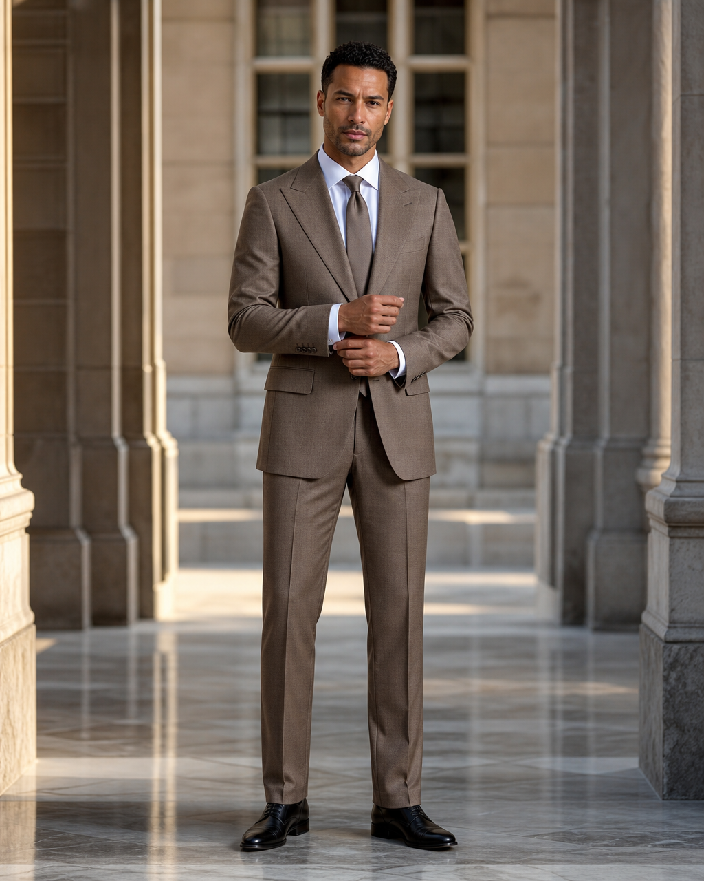 Clay Wool Winter Suit - Custom Made to Measure front view