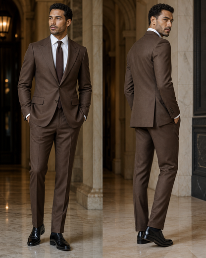 Clay Wool Winter Suit - Custom Made to Measure side back view